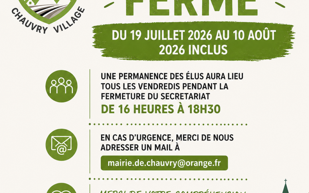 🏛️ Fermeture estivale du secrétariat de mairie